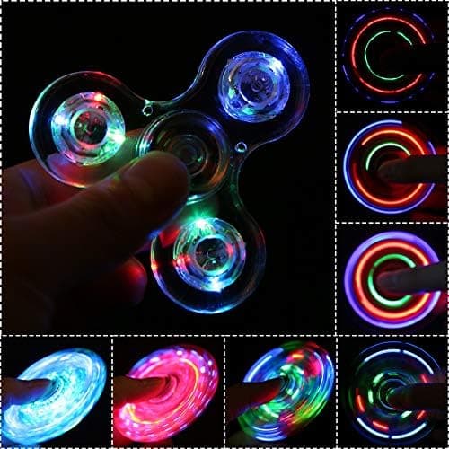 （Krystal-Gul）Krystal LED Lys Fidget Spinner til Børn, LED Lysende Fidget Spinner til