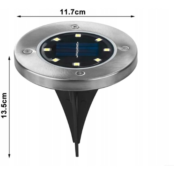 Solcellelys udendørs belysning 10LED underjordisk lys 4 stk.