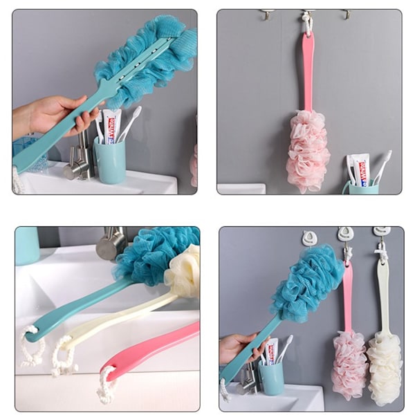 (Kroppsbørste) Dusjbørste Eksfolierende Loofah Langt Håndtak Puff Badebørste Ryggskrubber Kroppsskrubb Pu