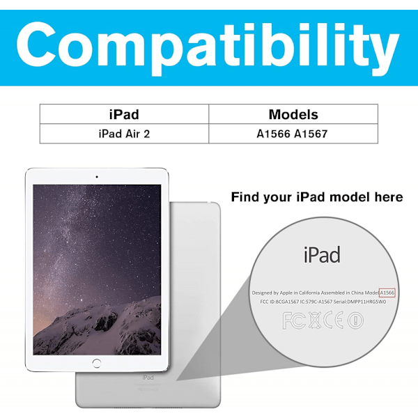 Violetti Smart-kotelo iPad Air 2:lle, erittäin ohut ja kevyt jalustallinen suojakotelo iPad Air 2:lle (A1566 A1567)