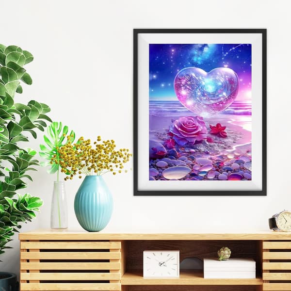 (30X40cm, hjerte D) Strand diamantmaleri kit, hjerteformet