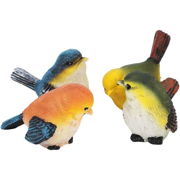 Bird Decor-4Pcs tilfældig installation Resin Birds Animals Figurine