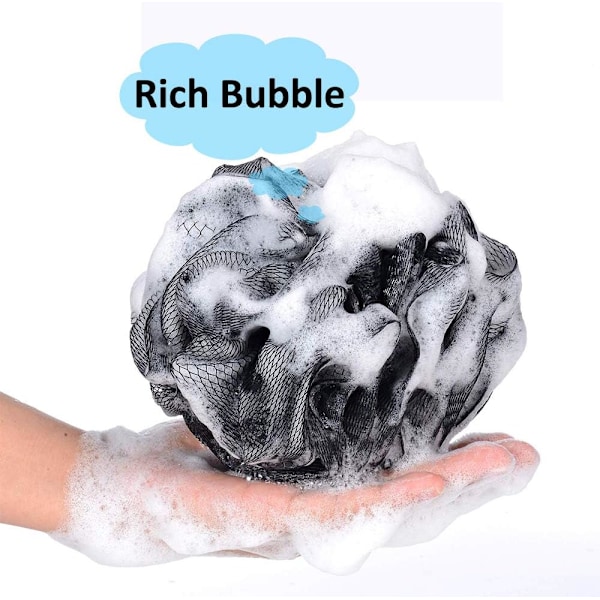 Svart Badsvamp, Duschpuff Duschloofah för Vuxna Män Kvinnor Bad Kropp Dusch Exfolierande Skrubb