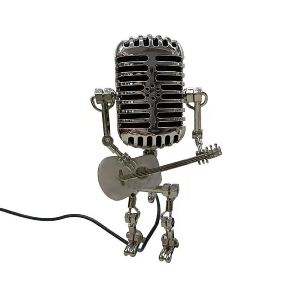 USB mikrofon i retrostil Robotlampa som håller gitarr med ljus V
