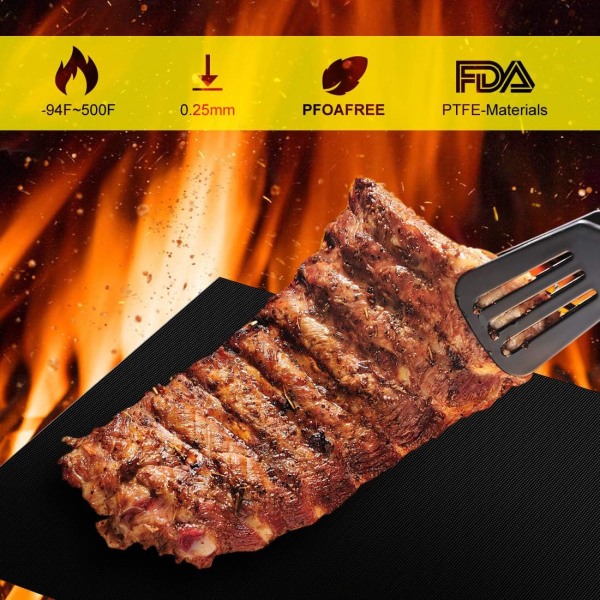 Grilldug Ovnmatte, Normal Sort 5 stk 330*400*0.2mm