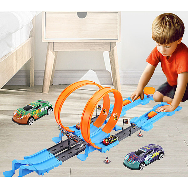 Barnmonterad rälsats Racing Track Catapult Racing Car Toy för pojkar Barnpresenter Ny modell 40 st eller