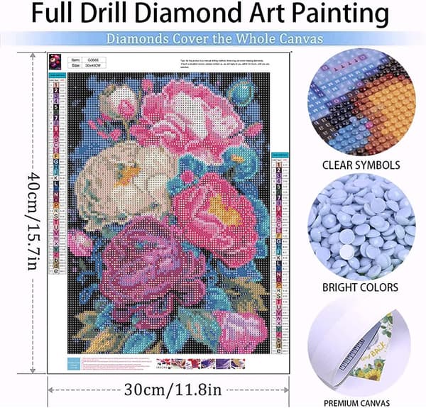 16x12 tommer 5D Diamantmalte Blomster - DIY Diamantkunst Blomst