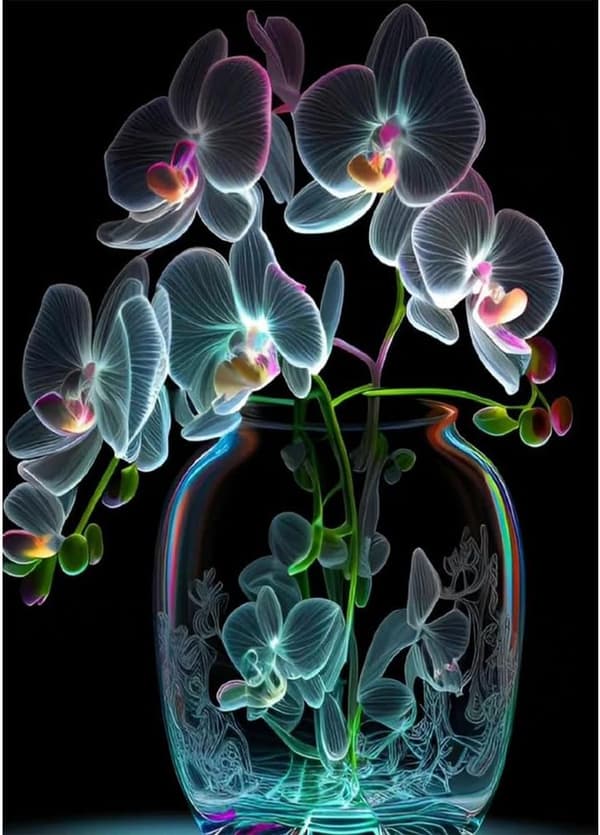 (30x40cm - Selvlysende blomster C) 5D Diamantmaleri Kit Ro