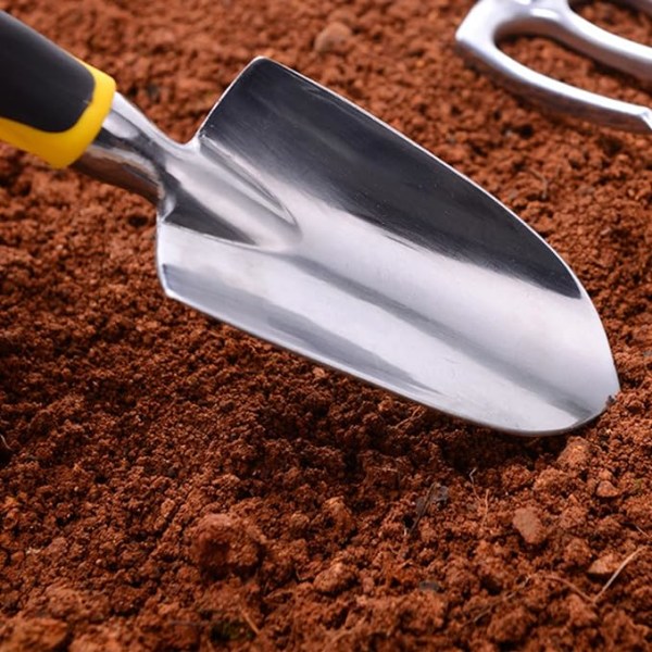 Trädgårdsspade i rostfritt stål för plantering, omplantering, ogräsrensning