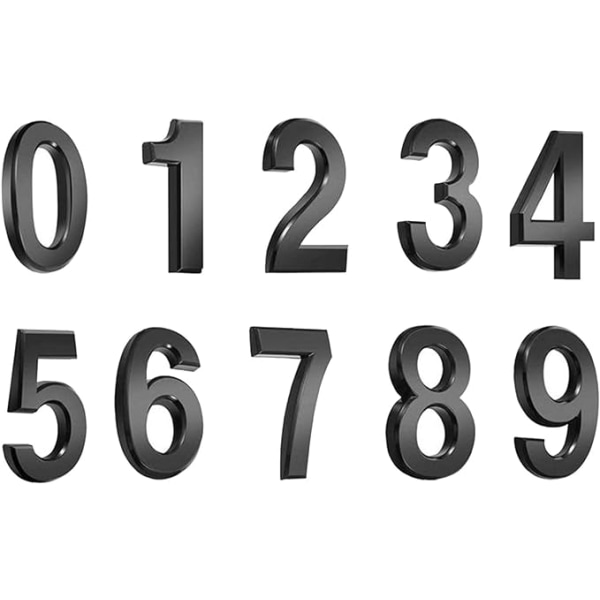 10 stycken（svart） brevlådenummer, självhäftande moderna husnummer
