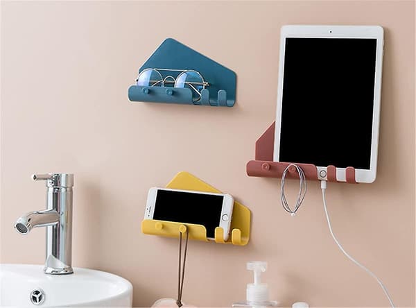 Luova Matkapuhelin- ja Tablettiteline Seinäkiinnitys 4 Koukulla