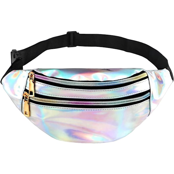 (Silver) Modemagasin Midjeväsk Vattentät Holografisk Midjeväsk Midjeväsk Holografisk Axelväska Unisex Stor Kapacitet Crossbody Väska