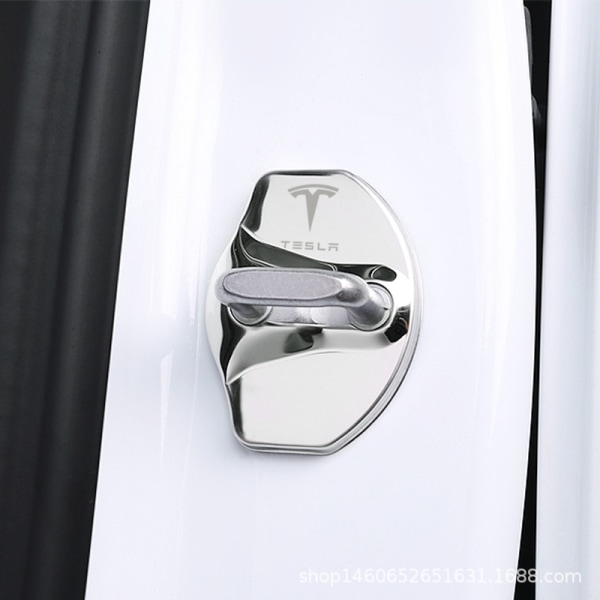 Asenna Teslan oven lukon cover 4 kpl ruostumattomasta teräksestä valmistettuun auton oven lukkokoteloon