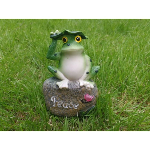 Frog Garden Statyer - Set med 3 5" grodor som sitter på stenskulptur