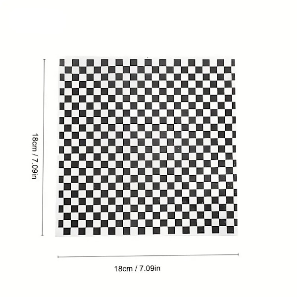 100 stk. Delipapirark 12x12\", Premium Fedtbestandig Vokset Papirark til Mad, Klassiske Ternede Madkurvforinger, Sandwich