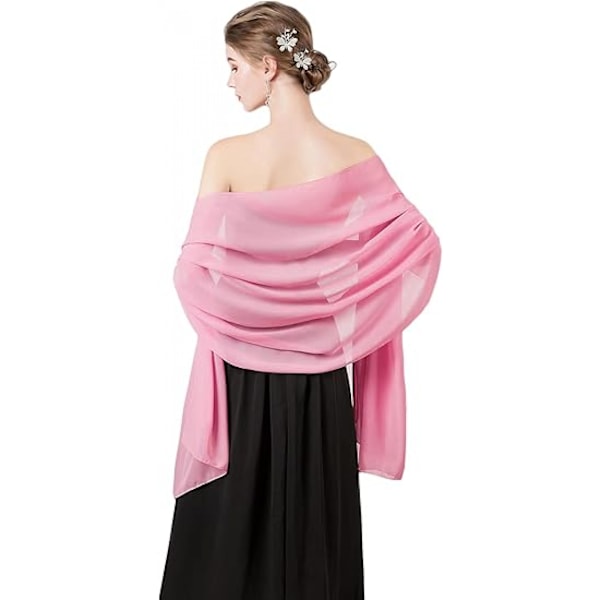 Mjuk Chiffon Scarf Sjal 200*70cm Rosa för Aftonklänning Bröllop Sjal Brud Sjal Damer