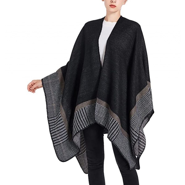 Stickad poncho XXL-sjal Elegant mjuk poncho 1 stycke för att hålla dig varm