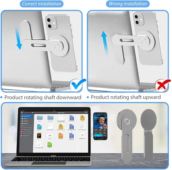 1 stk. Magnetisk Laptopstativ, Justerbart Telefon Skjerm Sidestativ for iPhone 14 Pro Max/iPhone 13/iPhone 12, Folda