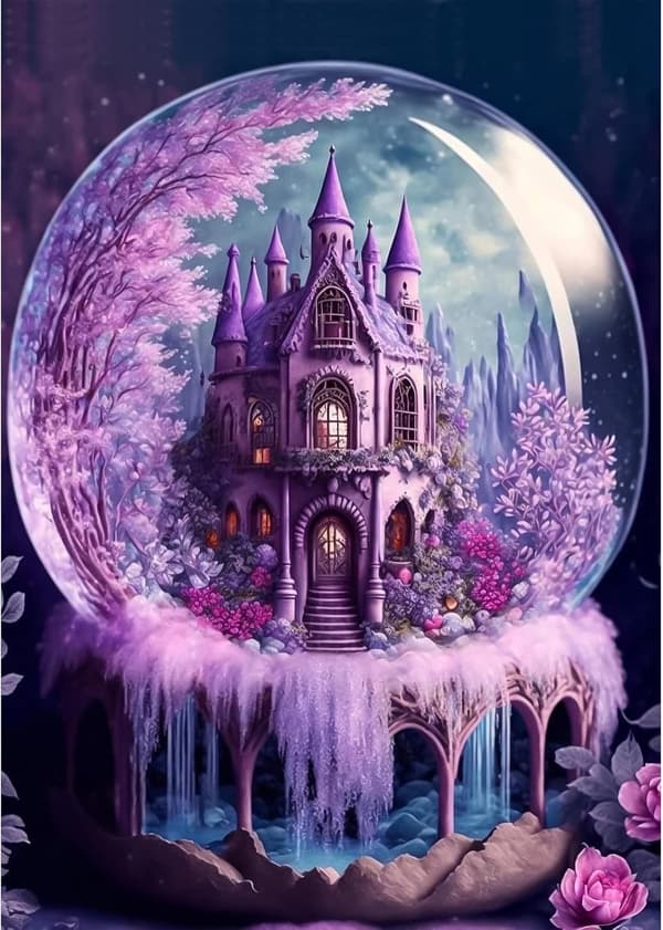 30x40cm 5D Diamantmaleri Kit, Lilla Slott Diamantkunst Kit for