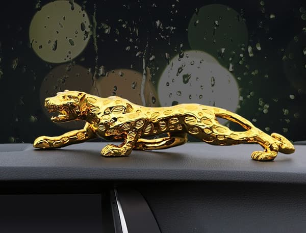 Gull Leopard Statue Abstrakt Harpiks Gull Leopard Skulptur Saf