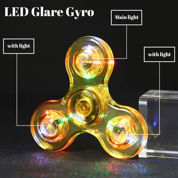 （Krystal-Gul）Krystal LED Lys Fidget Spinner til Børn, LED Lysende Fidget Spinner til