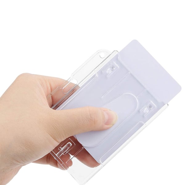 10 stk. kortpose med tommelfingeråbning PC Plast Klar Frosted ABS ID