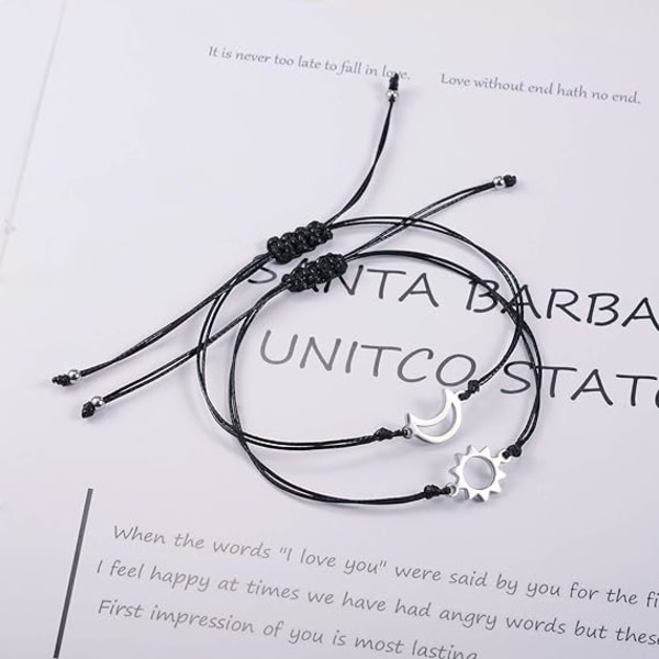 2 st Par Couple Armband, Vänbandsarmband, Justerbar Snodd