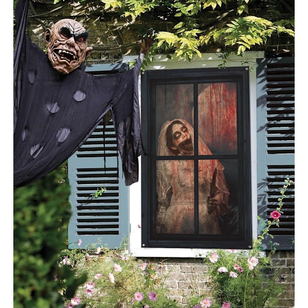 Halloween Spöklik Spökbrud Fönsterduk Halloween Skräck Spökgardin Dörr Fönster Täckande Fest Dekoration