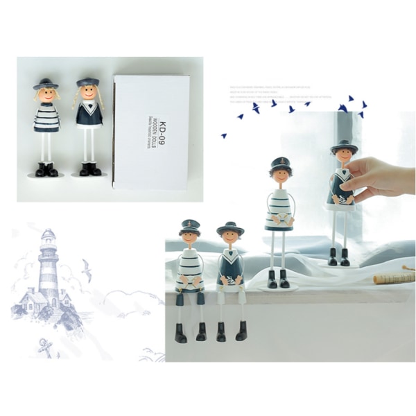 Miniatyrer Hela familjen statyer Marin stil Design träfigurer