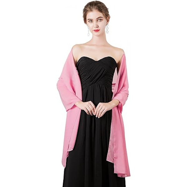 Mjuk Chiffon Scarf Sjal 200*70cm Rosa för Aftonklänning Bröllop Sjal Brud Sjal Damer