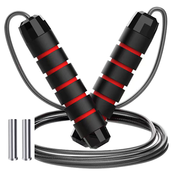 1 Pack Röd Viktad Hopprep, Total Längd 2,8m, Justerbar Hopprep, Hopprep Anti-T