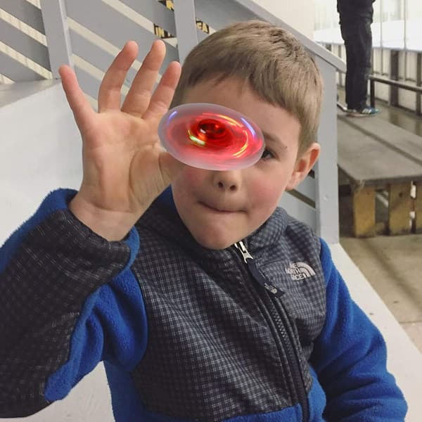 (Krystal-Rød) Krystal LED Lys Fidget Spinner til Børn, LED Lysende Fidget Spinner til Småbørn