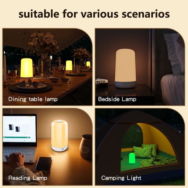 Multifunksjonell nattbordslampe, dimbar skrivebordslampe, strømlinjeformet design