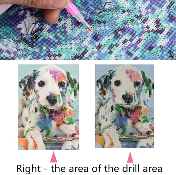 5D DIY Diamantkunstmalingssett Full Drill, Fargerik Hund Diamant