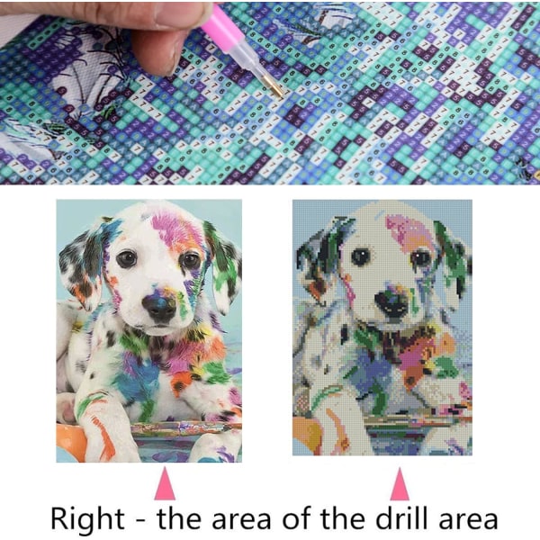 5D DIY Diamantmålning Kit Full Drill, Färgglad Hund Diamant