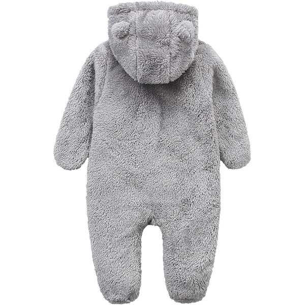 (Grå) Nyfödd Onesie Huvtröja Fleece Onesie Långärmad Onesie Ytterkläder Set