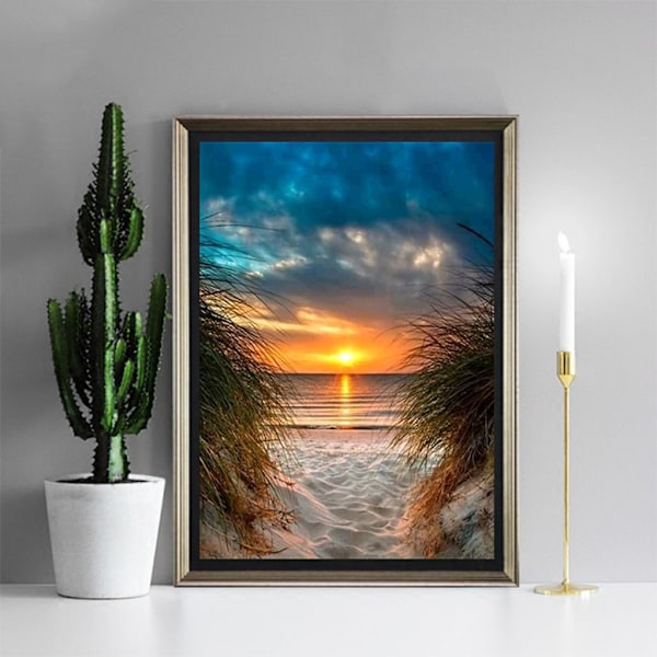30x40cm 5D DIY Diamantmålning Set för Vuxna och Barn - Solnedgång vid Havet