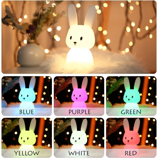Rabbit Night Light Baby Touch 7 Colors - USB Uppladdningsbar Kan vara T