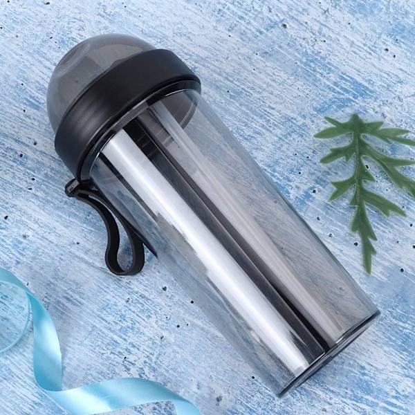 600ml Vattenkopp med Sugrör och Lock, Vattenflaska med Förvaringsfack