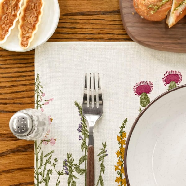 4 st antika örter och vilda blommor sommar placemats, 12x18 tum säsongsbetonade vildblomma vår bordsmattor