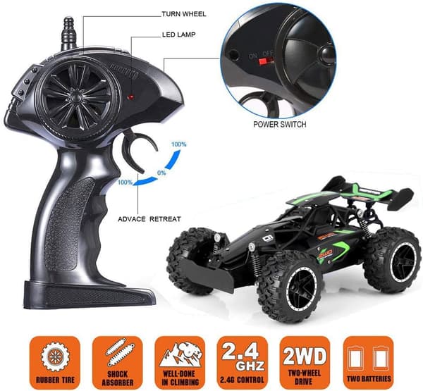 RC Bil Fjernkontroll Leker for Barn Legeringsbiler 2WD 2.4 GHz Tr