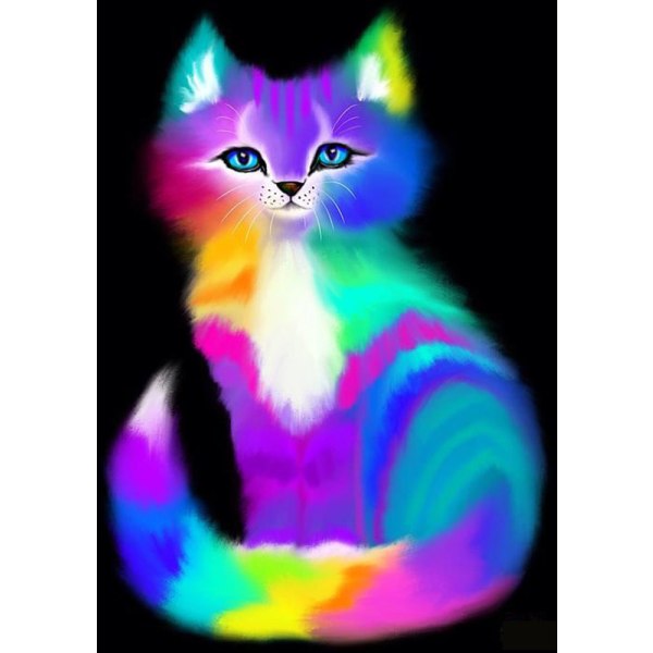 30x40 cm Voksen Børn 5D DIY Diamantkunstmalersæt - Farverig kat