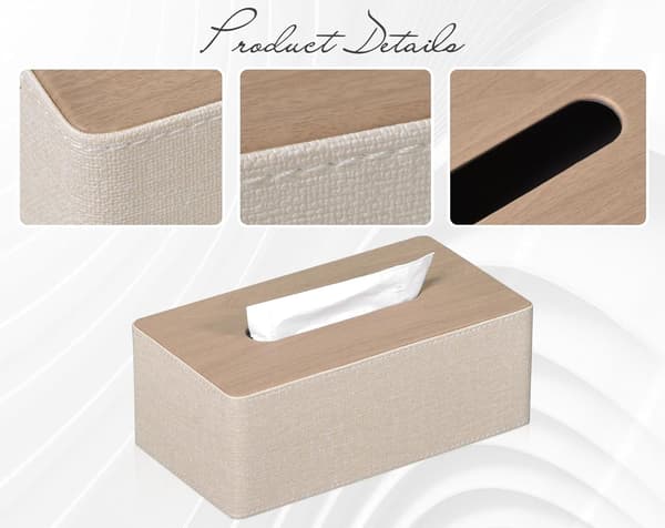 Rektangulær Vævsæske (Beige) PU Læder Vævsæske Holder