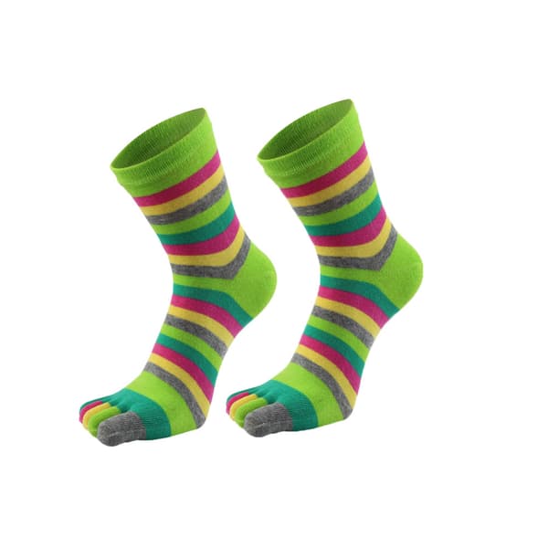4 par Full Finger Toe Socks Bomullssockor Toe Separated Socks Rainbow Stripe Socks för Kvinnor