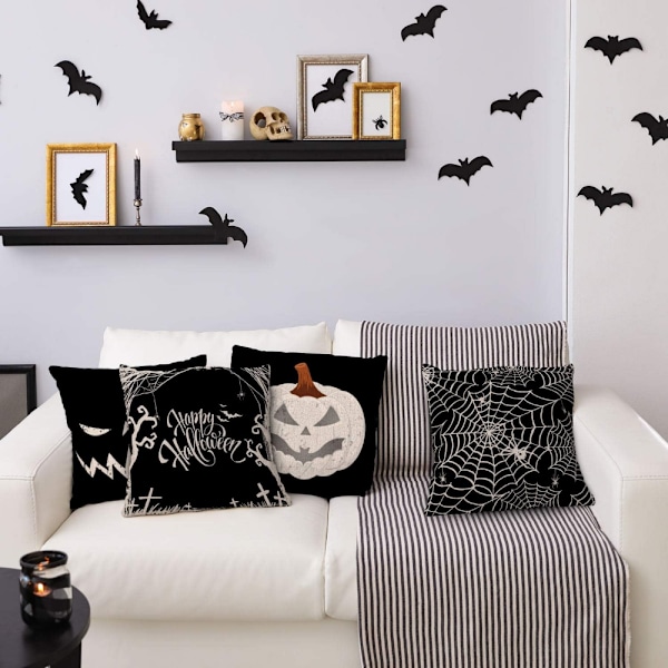 4 stk. Halloween Pudebetræk Græskar Edderkoppespind Pudebetræk (18\" x 18\") til Halloween Dekoration