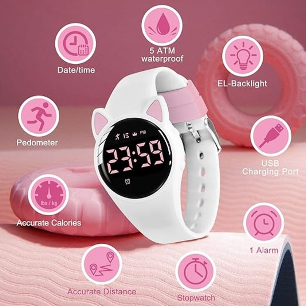 Kids Watch, Small Ear Watch for Girls, Digital Fitness Tracker wi