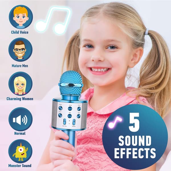 Bluetooth Karaoke Mikrofon (Blå), Barneleker 4-10 år