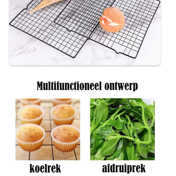 Multifunktionelt bagerist - køleriste - kagerist i rustfrit stål - Bagerist i rustfrit stål - sort