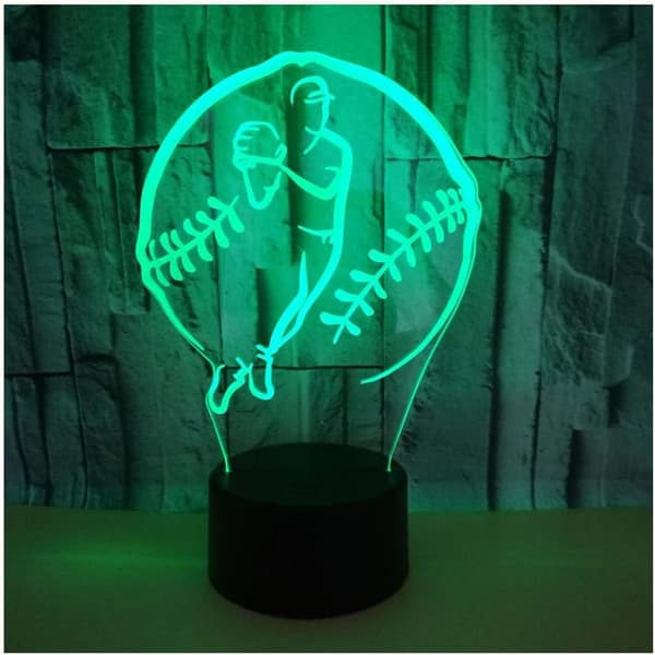 Lille natlampe til baseball 3D lys USB (farverig bla