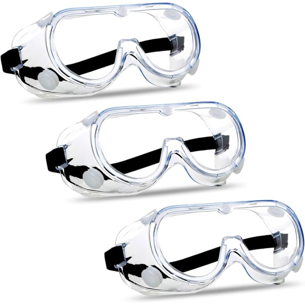 (3 stk) Anti-dug sikkerhedsbriller Klar linse Justerbar vidsyn